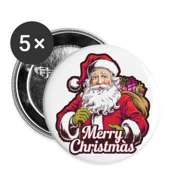 Santa Claus – Merry Christmas Illustration - Buttons large 2.2''/56 mm (5-pack) - white - Front
