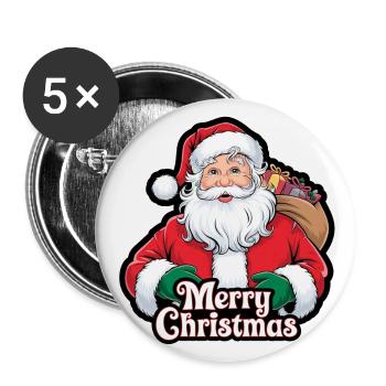 Santa Claus – Merry Christmas Illustration - Buttons large 2.2''/56 mm (5-pack) - white - Front
