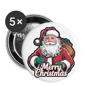 Santa Claus – Merry Christmas Illustration - Buttons large 2.2''/56 mm (5-pack) - white - Front