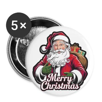 Santa Claus – Merry Christmas Illustration - Buttons large 2.2''/56 mm (5-pack) - white - Front