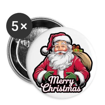 Santa Claus – Merry Christmas Illustration - Buttons large 2.2''/56 mm (5-pack) - white - Front