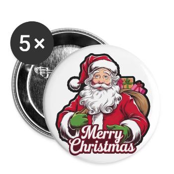 Santa Claus – Merry Christmas Illustration - Buttons large 2.2''/56 mm (5-pack) - white - Front