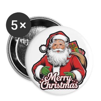 Santa Claus – Merry Christmas Illustration - Buttons large 2.2''/56 mm (5-pack) - white - Front