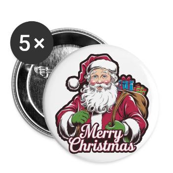 Santa Claus – Merry Christmas Illustration - Buttons large 2.2''/56 mm (5-pack) - white - Front