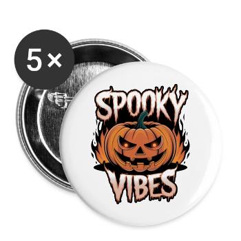 Jack-O-Lantern effrayant – Ambiances effrayantes - Lot de 5 grands badges (56 mm) - blanc - Devant