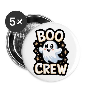 Süßes Gespenst – Boo Crew - Buttons groß 56 mm (5er Pack) - Weiß - Vorne