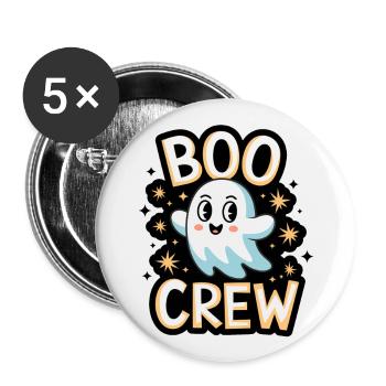Süßes Gespenst – Boo Crew - Buttons groß 56 mm (5er Pack) - Weiß - Vorne