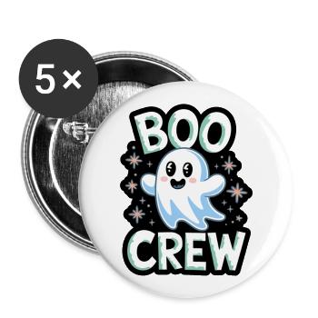 Süßes Gespenst – Boo Crew - Buttons groß 56 mm (5er Pack) - Weiß - Vorne
