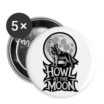 Pleine lune – Hurler à la lune - Lot de 5 grands badges (56 mm) - blanc - Devant