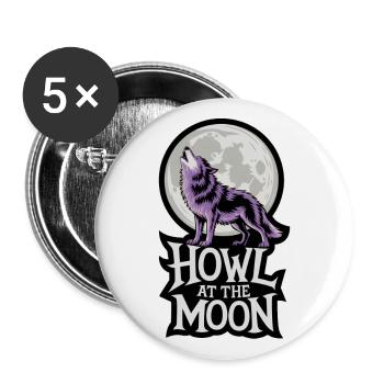 Pleine Lune – Hurlement à la Lune - Lot de 5 grands badges (56 mm) - blanc - Devant