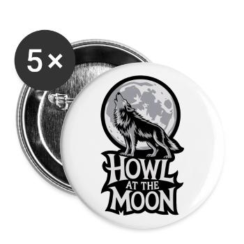 Pleine lune – Hurler à la lune - Lot de 5 grands badges (56 mm) - blanc - Devant