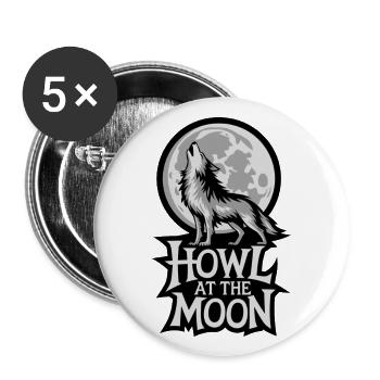 Pleine lune – Hurler à la lune - Lot de 5 grands badges (56 mm) - blanc - Devant