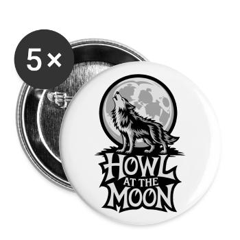 Pleine lune – Hurler à la lune - Lot de 5 grands badges (56 mm) - blanc - Devant