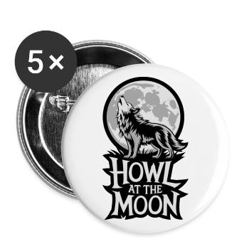 Pleine lune – Hurler à la lune - Lot de 5 grands badges (56 mm) - blanc - Devant