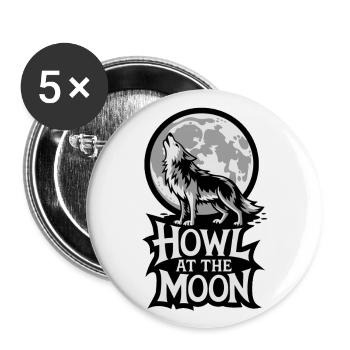 Pleine lune – Hurler à la lune - Lot de 5 grands badges (56 mm) - blanc - Devant