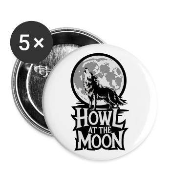 Pleine lune – Hurler à la lune - Lot de 5 grands badges (56 mm) - blanc - Devant
