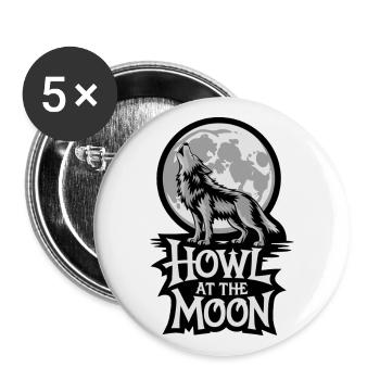 Pleine lune – Hurler à la lune - Lot de 5 grands badges (56 mm) - blanc - Devant