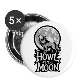 Pleine lune – Hurler à la lune - Lot de 5 grands badges (56 mm) - blanc - Devant