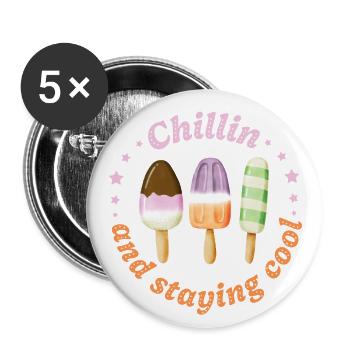 Staying Cool - Buttons groß 56 mm (5er Pack) - Weiß - Vorne