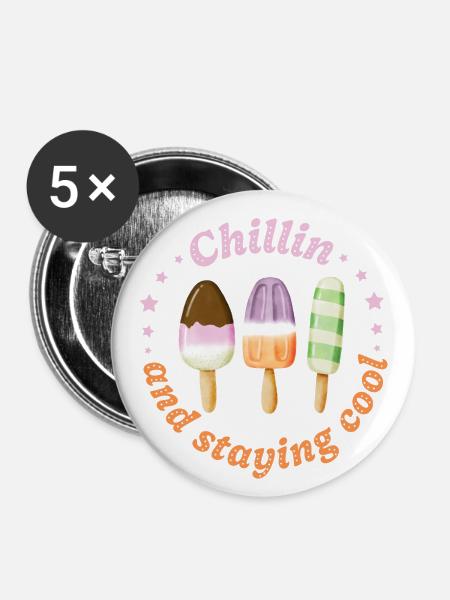 Staying Cool - Buttons groß 56 mm (5er Pack) - Weiß