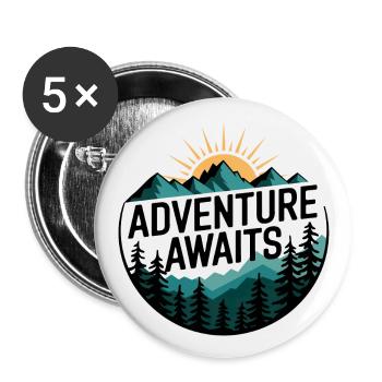 Adventure Awaits – Bergpanorama - Buttons groß 56 mm (5er Pack) - Weiß - Vorne