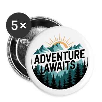 Adventure Awaits – Bergpanorama - Buttons groß 56 mm (5er Pack) - Weiß - Vorne