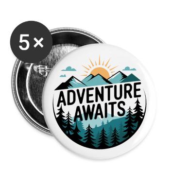 Adventure Awaits – Bergpanorama - Buttons groß 56 mm (5er Pack) - Weiß - Vorne