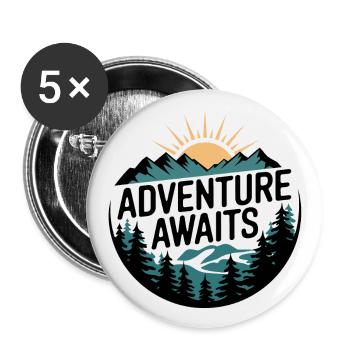 Adventure Awaits – Bergpanorama - Buttons groß 56 mm (5er Pack) - Weiß - Vorne