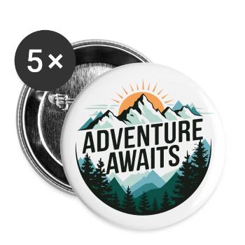 Adventure Awaits – Bergpanorama - Buttons groß 56 mm (5er Pack) - Weiß - Vorne