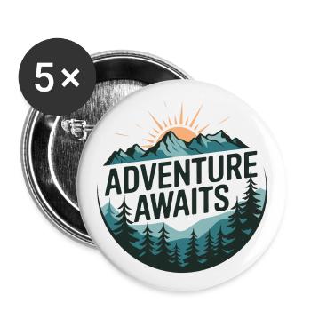 Adventure Awaits – Bergpanorama - Buttons groß 56 mm (5er Pack) - Weiß - Vorne