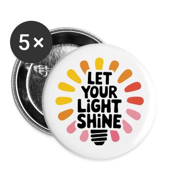 Let Your Light Shine – Leuchtende Glühbirne - Buttons groß 56 mm (5er Pack) - Weiß - Vorne