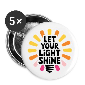 Let Your Light Shine – Leuchtende Glühbirne - Buttons groß 56 mm (5er Pack) - Weiß - Vorne