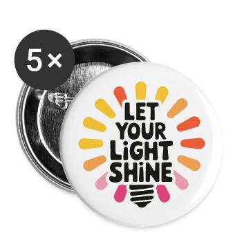 Let Your Light Shine – Glowing Light Bulb - Buttons large 2.2''/56 mm (5-pack) - white - Front