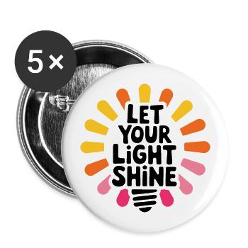 Let Your Light Shine – Leuchtende Glühbirne - Buttons groß 56 mm (5er Pack) - Weiß - Vorne