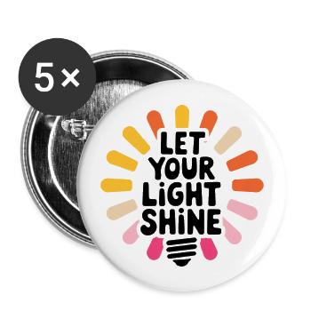 Let Your Light Shine – Glowing Light Bulb - Buttons large 2.2''/56 mm (5-pack) - white - Front