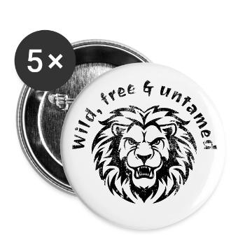 Wild, free & untamed - Buttons groß 56 mm (5er Pack) - Weiß - Vorne