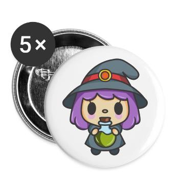 Little Kawaii Witch - Buttons large 2.2''/56 mm (5-pack) - white - Front