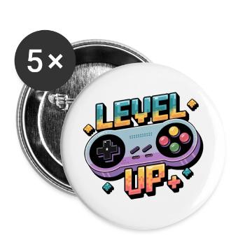 Level Up - Manette de jeu - Lot de 5 grands badges (56 mm) - blanc - Devant