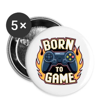 Born to Game – Manette de jeu - Lot de 5 grands badges (56 mm) - blanc - Devant