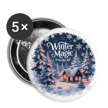 Winter Magic is in the Air – Winterlandschaft - Buttons groß 56 mm (5er Pack) - Weiß - Vorne
