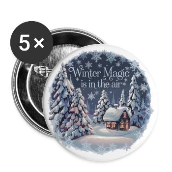 Winter Magic is in the Air – Winter Landscape - Buttons large 2.2''/56 mm (5-pack) - white - Front