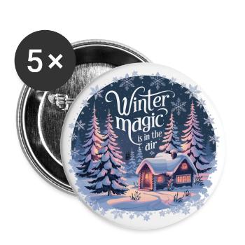 Winter Magic is in the Air – Winterlandschaft - Buttons groß 56 mm (5er Pack) - Weiß - Vorne