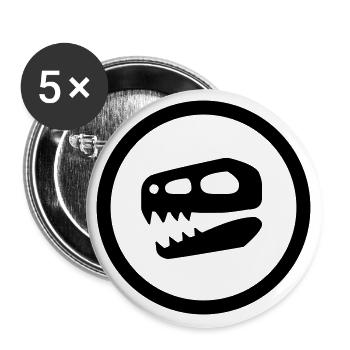 Dinosaurier Schädel Geschenk - Buttons groß 56 mm (5er Pack) - Weiß - Vorne