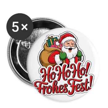 Père Noël – Ho Ho Ho ! Joyeux Noël - Lot de 5 grands badges (56 mm) - blanc - Devant