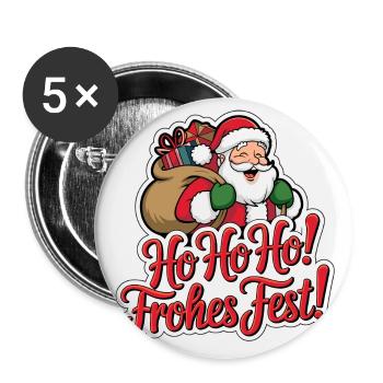 Père Noël – Ho Ho Ho ! Joyeux Noël - Lot de 5 grands badges (56 mm) - blanc - Devant