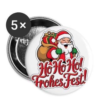 Père Noël – Ho Ho Ho ! Joyeux Noël - Lot de 5 grands badges (56 mm) - blanc - Devant