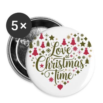 Love for the Christmas season – heart of motifs - Buttons large 2.2''/56 mm (5-pack) - white - Front