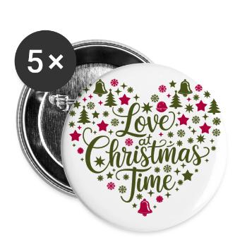 L’amour pour la période de Noël – au cœur des motifs - Lot de 5 grands badges (56 mm) - blanc - Devant