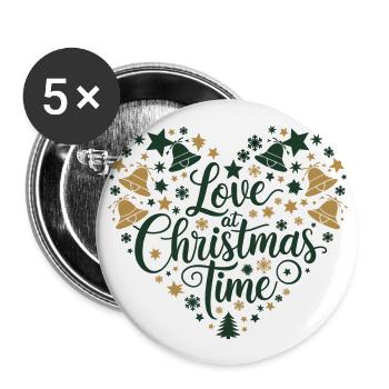 Love for the Christmas season – heart of motifs - Buttons large 2.2''/56 mm (5-pack) - white - Front