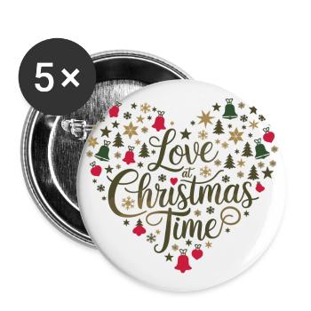 L’amour pour la période de Noël – au cœur des motifs - Lot de 5 grands badges (56 mm) - blanc - Devant